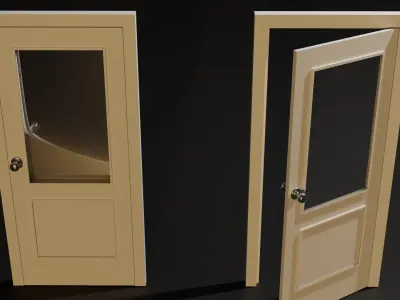 Door with short window Low-poly 3D model