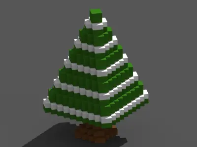 Xmas Tree Voxel - 5 Low-poly 3D model
