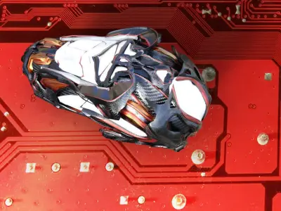 Spaceship space helmet in middle of galaxy Low-poly 3D model