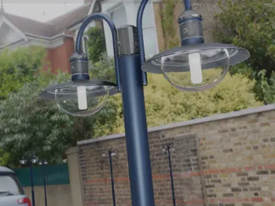 Street Light -7- Blue Version -2 Lamps- Low-poly 3D model