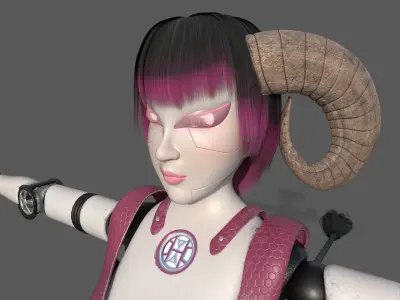 Robotic Character Hellen-Humanoid WITHOUT RIG Low-poly 3D model