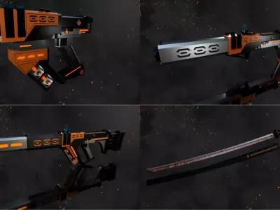 Future Sci-Fi Weapon Game-Ready Low-poly 3D model 3D Model Pack