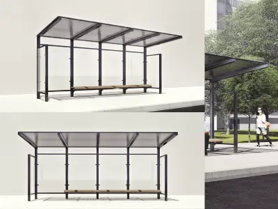 bus stop bus station 3D model
