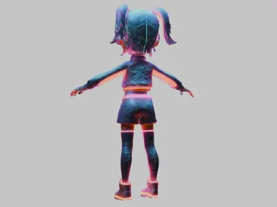Cyberpunk Girl 3D Model - Sci-Fi Female Character Low-poly 3D model