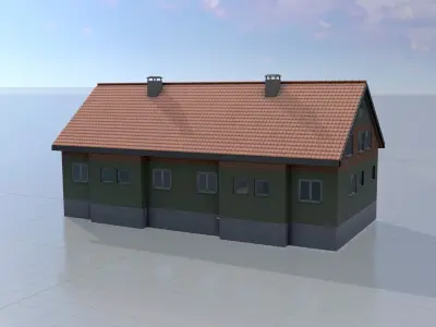 Modern multi-family house version 6 Low-poly 3D model
