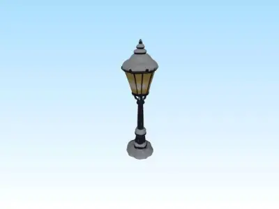 Antique Victorian Snowy Street Lamp  Winter Outdoor Lantern PBR 3D model