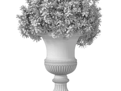 Flowerbed Bouquet flowers in a decorative classic vase pot urn 3D model