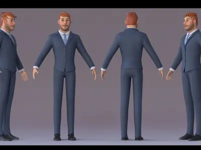 Andy Cartoon Guy Rig Low-poly 3D model