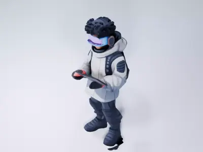 Cyberpunk NPC 3D Model - Futuristic Character with Tablet 3D model