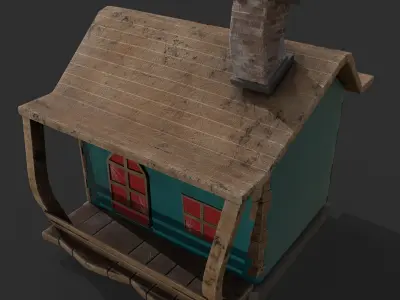 3D Game House with PBR Texturing Low-poly 3D model