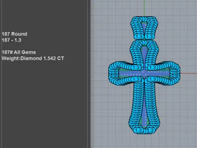 Pave Diamond Cross Necklace 3D print model
