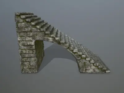 stairs stone wall Low-poly 3D model