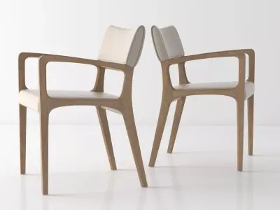 Anna two armchairs with wooden frame 3D model