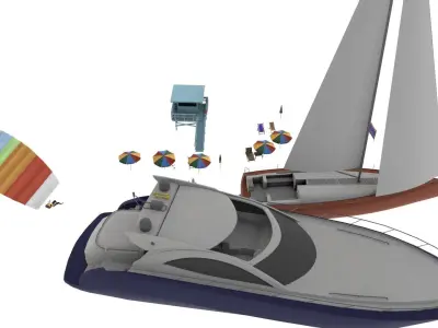 Beach Props Collection Low-poly 3D model