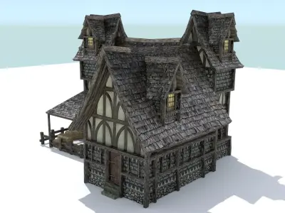Medieval Town House Low-poly 3D model