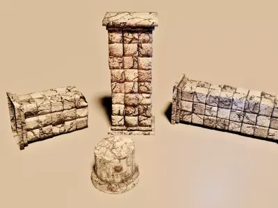 Ancient Pillars Low-poly 3D model