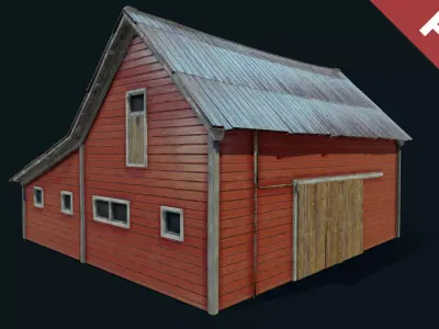 Farm Red Barn Low-poly 3D model