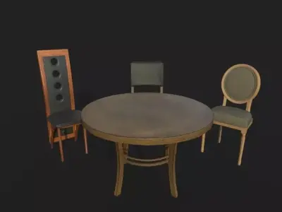 Low poly Table and chair Low-poly 3D model