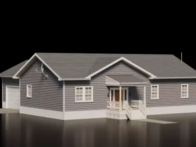 American Cottage House 9 Low-poly 3D model