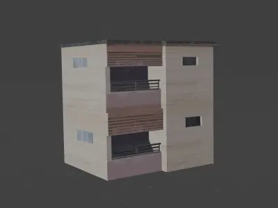 Stylized Low Poly Shophouse Low-poly 3D model