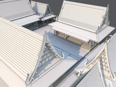 Wood home design as Thai Traditional house  Asian tropical style 3D model