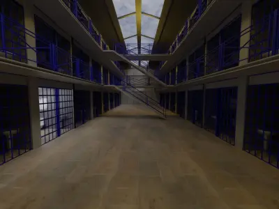 Prison cell with railings Low-poly 3D model