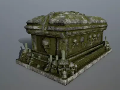 tomb 1 with skulls on top Low-poly 3D model