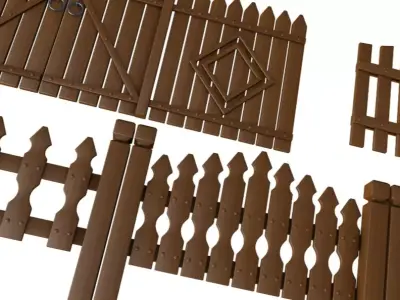 Wooden fencing 3D model