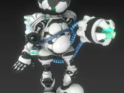 Robot with wires Low-poly 3D model