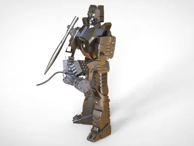 robot metal holding sword 3D model