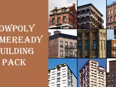 Low Poly Game-Ready Building Pack with Textures Low-poly 3D model