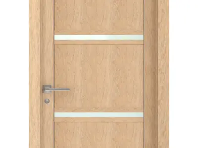 Door-038 wooden door with glass panels 3D model