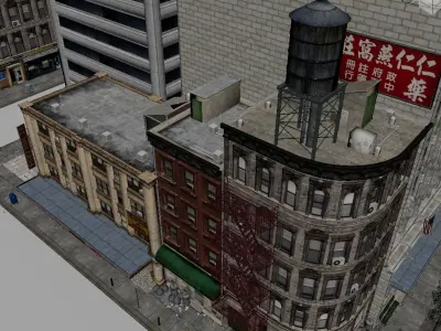 US Low Poly Game and Animation Ready City 3D model Low-poly 3D model
