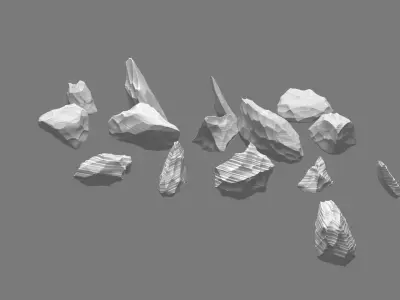 Obsidian rocks HD pack - 15 pieces 3D model