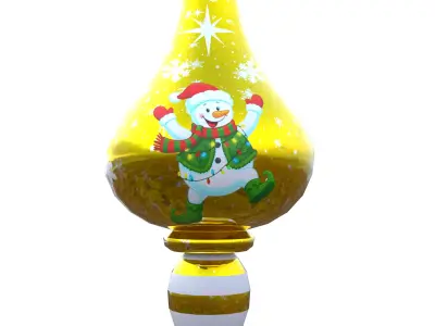 Charming Snowman Gold Holiday Bauble 3D Model  PBR Only Quads Low-poly 3D model