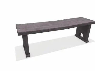 Old Medieval Bench Low-poly PBR 3D model
