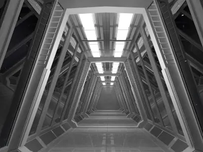 Sci Fi Tunnel Low-poly 3D model 9