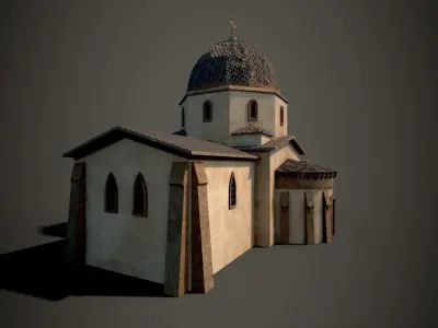 Medieval Church  Game-ready  Free low-poly 3D model