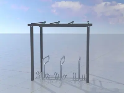 Bicycle parking with glass roof version 1 Low-poly 3D model
