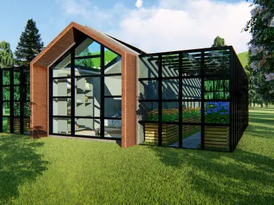 Tiny House and Green House Floor Plan  3D model