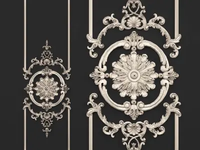 Decor 1 golden ornate ornaments 3D model