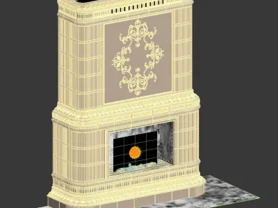 Classic fireplace with tiles 3D model
