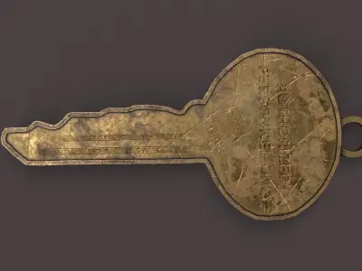 Medieval Copper Key Low-poly 3D model
