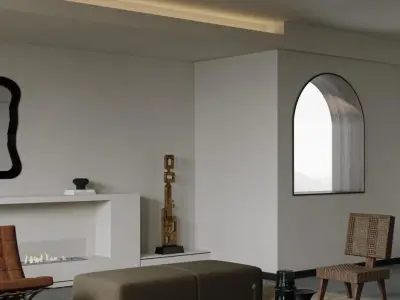 Vintage Style Living Room Dining Room 3D Model 3D model