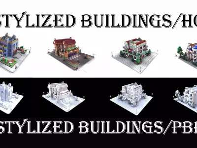 STYLIZED BUILDINGS PACK 3D model