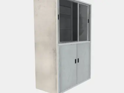 Cabinet with Glass Doors Low-poly 3D model