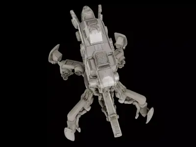 Futuristic 4 Legs Combat Mech Robot 3D model