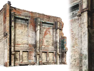 Destroyed industrial building 01 3D model