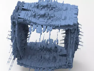 Cube Space station Huge 6 3D model