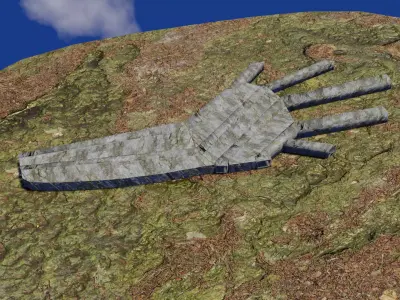 Rock cave tunnel in hand shape Low-poly 3D model